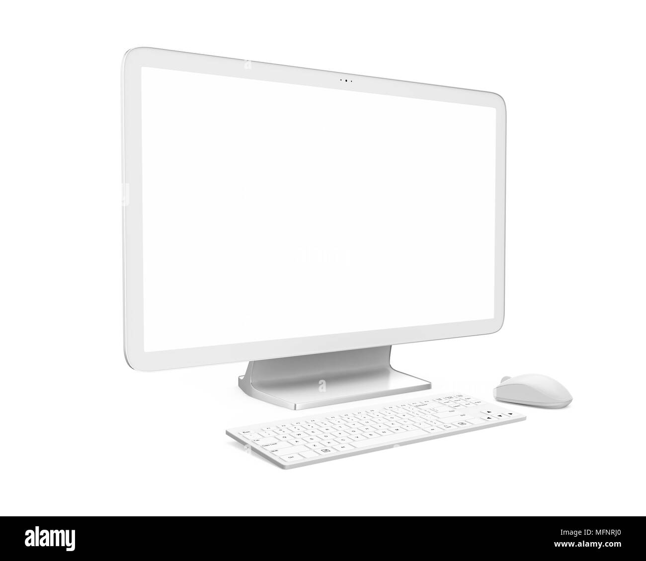 Desktop Computer mit einer leeren weißen Bildschirm, Monitor, Tastatur und  Maus isoliert Stockfotografie - Alamy