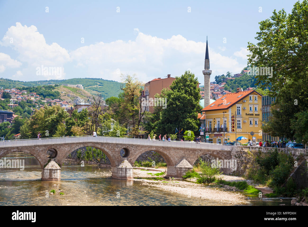 Die Latin-Brücke in Sarajevo, Bosnien und Herzegowina Stockfoto
