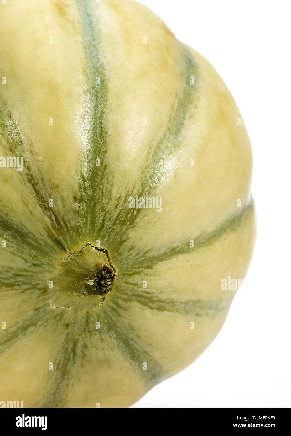 Cavaillon Melone, Cucumis Melo, Obst auf weißem Hintergrund Stockfoto