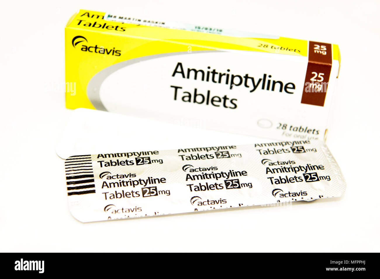 Amitriptylin Tabletten gegen Depressionen & depressive Störungen. Stockfoto