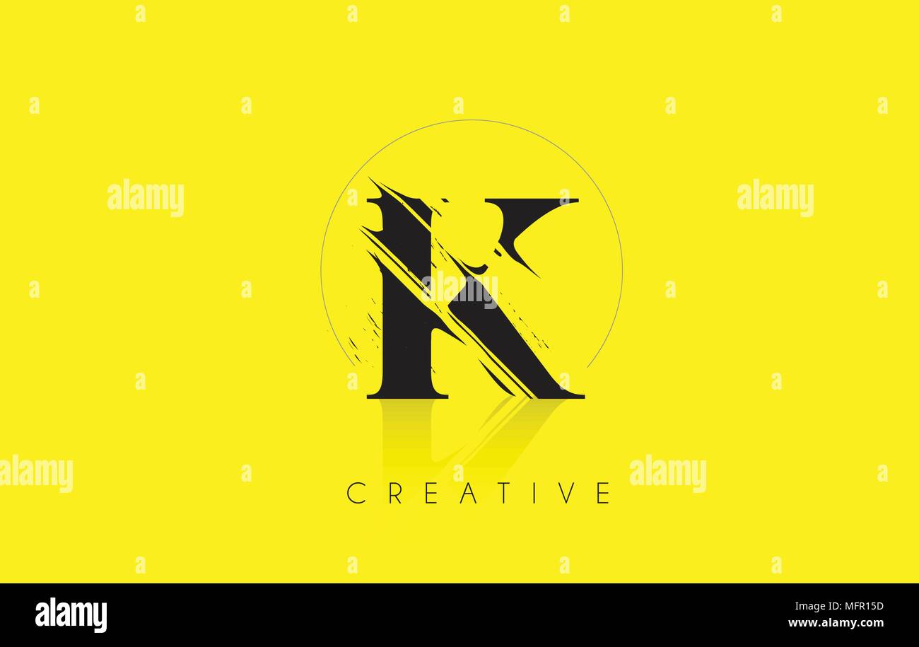 K Schreiben Logo mit Vintage Grundge Design. Zerstörte Zeichnung