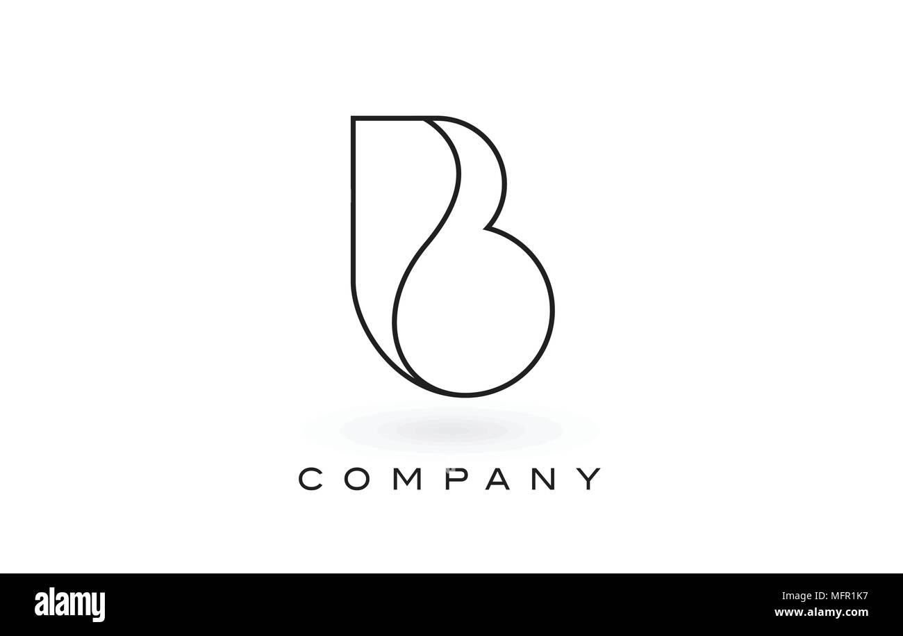 B Monogramm Buchstaben Logo mit dünnen schwarzen Monogramm Außenkontur. Modernes trendiges Schreiben Design Vector Illustration. Stock Vektor