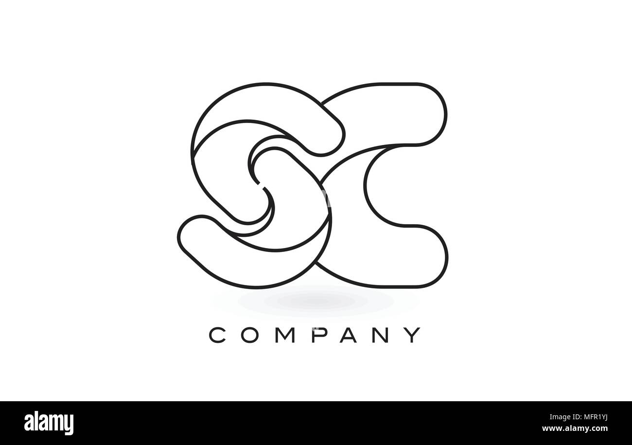 SC Monogramm Buchstaben Logo mit dünnen schwarzen Monogramm Außenkontur. Modernes trendiges Schreiben Design Vector Illustration. Stock Vektor