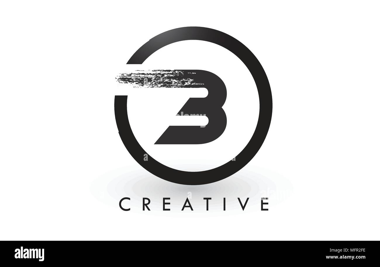 B Pinsel Schreiben Logo Design mit schwarzer Kreis. Kreative gebürstet Buchstaben Symbol Logo. Stock Vektor