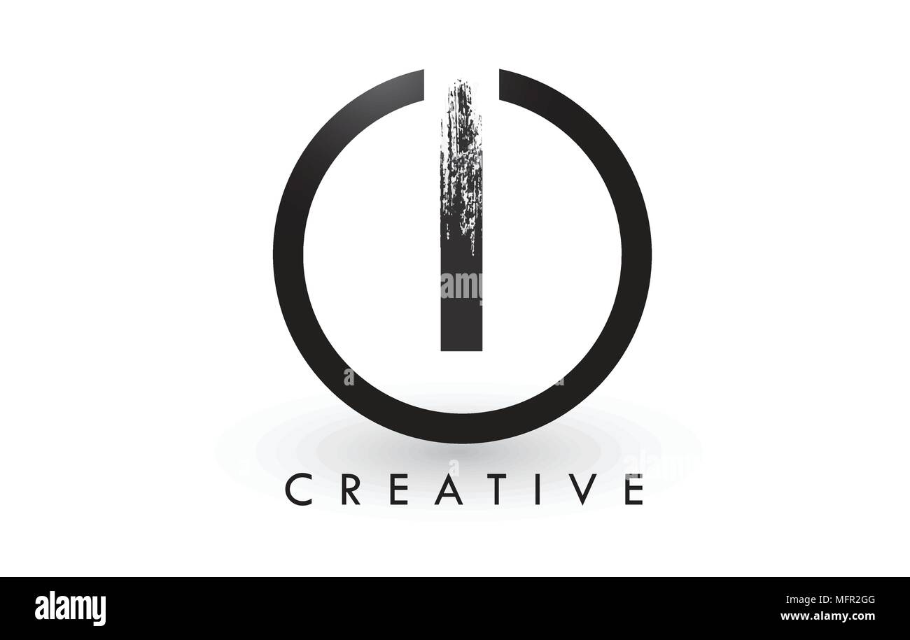 Ich bürste Schreiben Logo Design mit schwarzer Kreis. Kreative gebürstet Buchstaben Symbol Logo. Stock Vektor