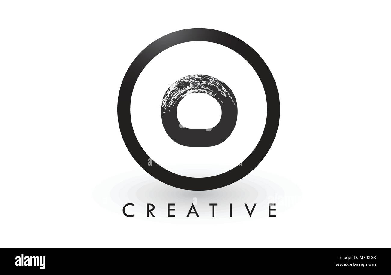 O Bürste Schreiben Logo Design mit schwarzer Kreis. Kreative gebürstet Buchstaben Symbol Logo. Stock Vektor