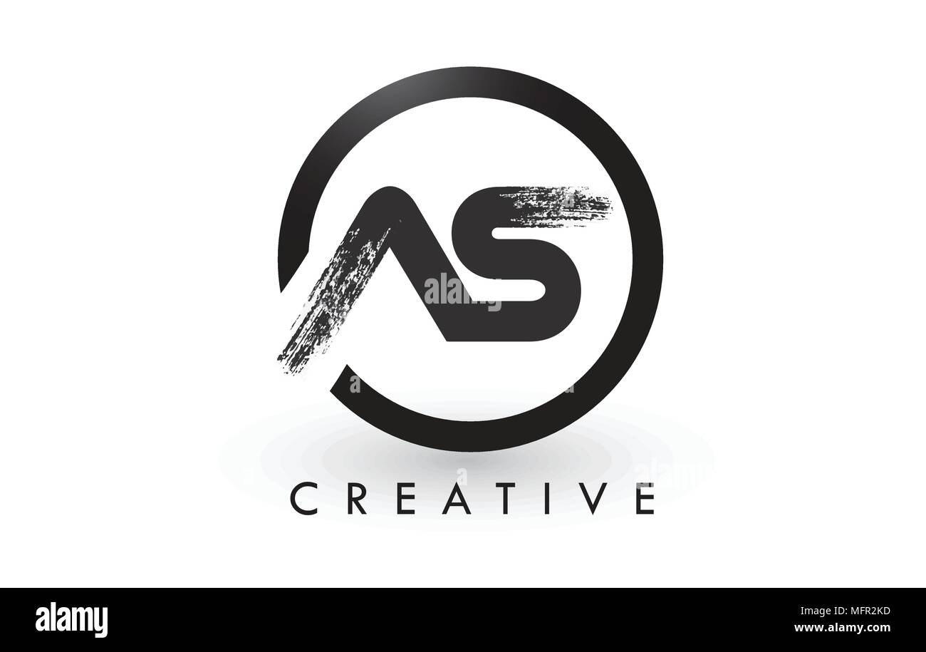 Als Pinsel Schreiben Logo Design mit schwarzer Kreis. Kreative gebürstet Buchstaben Symbol Logo. Stock Vektor