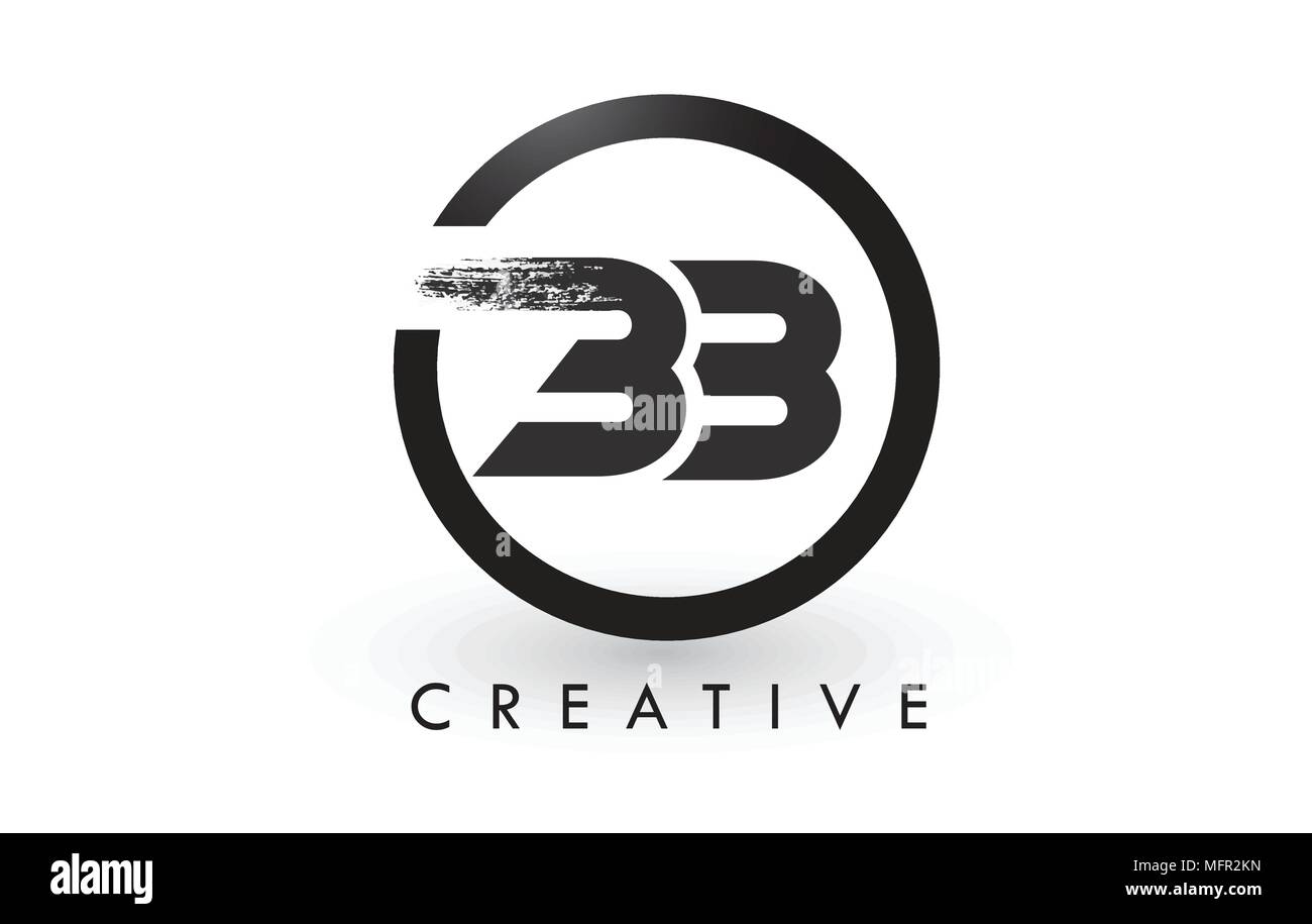 BB Pinsel Schreiben Logo Design mit schwarzer Kreis. Kreative gebürstet Buchstaben Symbol Logo. Stock Vektor