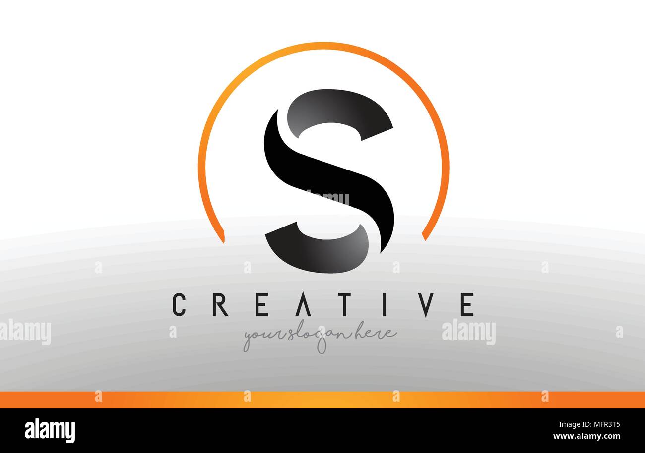 S Schreiben Logo Design mit schwarzer Farbe Orange. Kühlen, modernen Symbol Buchstaben Logo Vektor. Stock Vektor