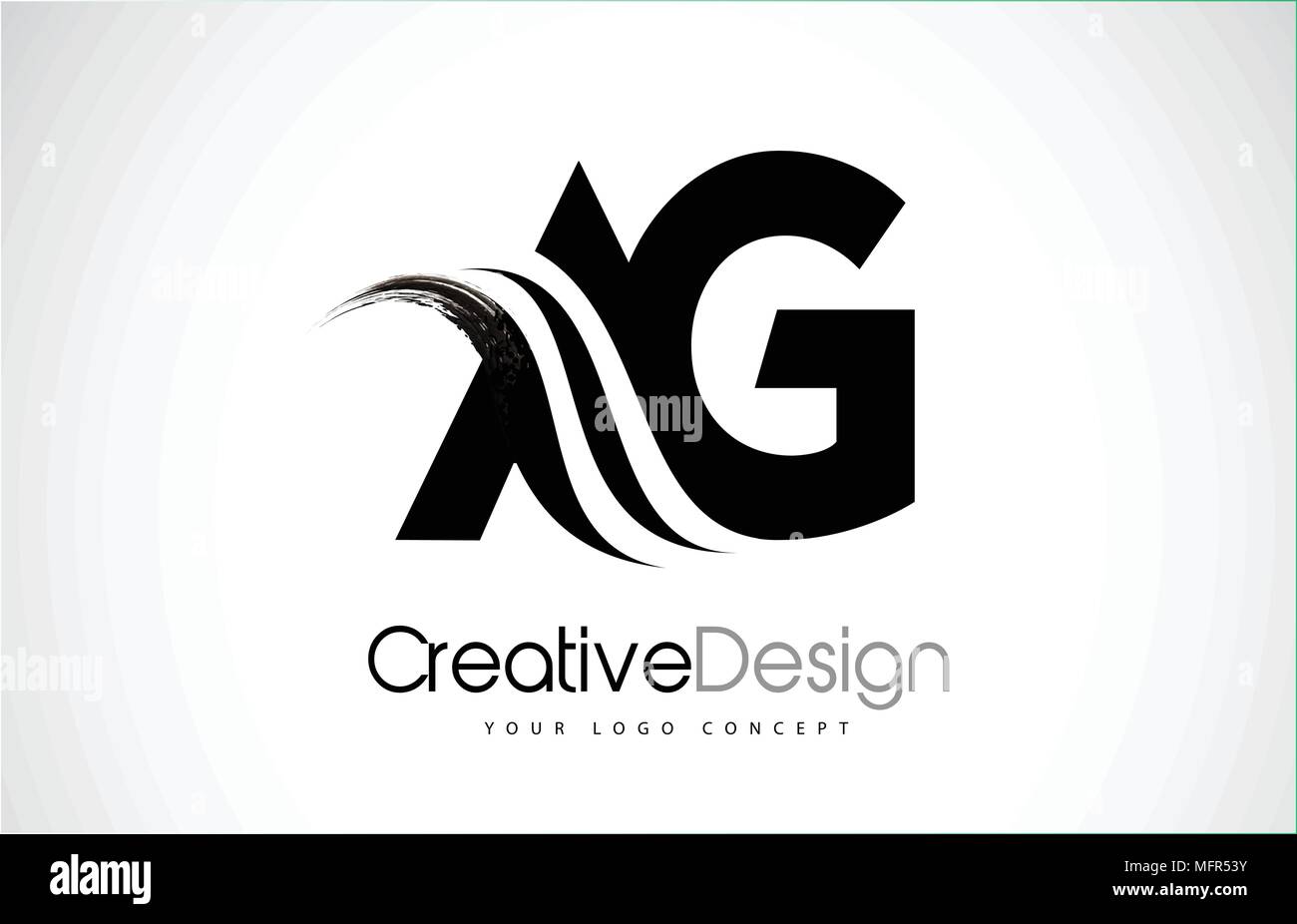 AG EIN G kreative Moderne Schwarze Buchstaben Logo Design mit Pinsel Swoosh Stock Vektor
