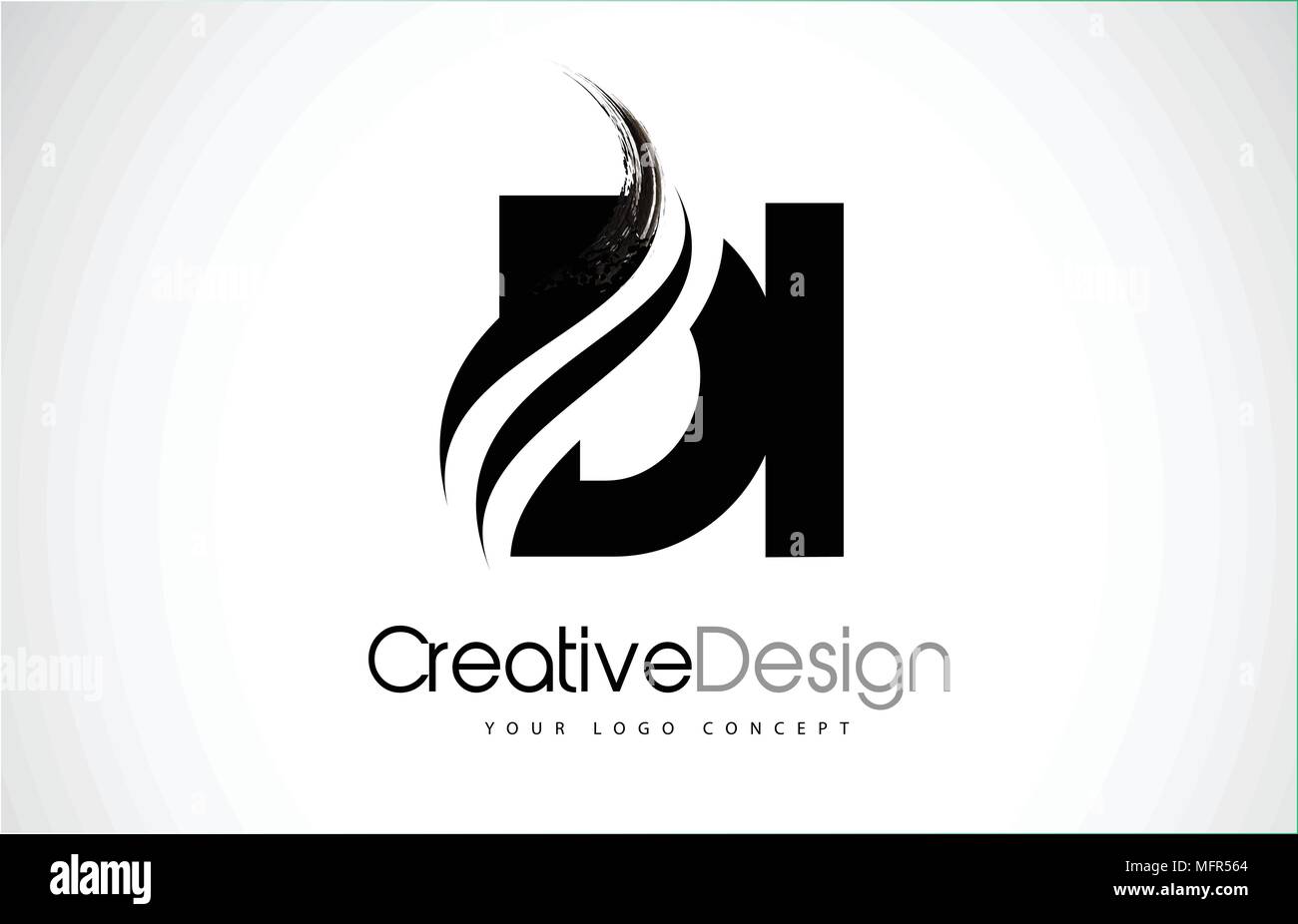 DI D I kreative Moderne Schwarze Buchstaben Logo Design mit Pinsel Swoosh Stock Vektor