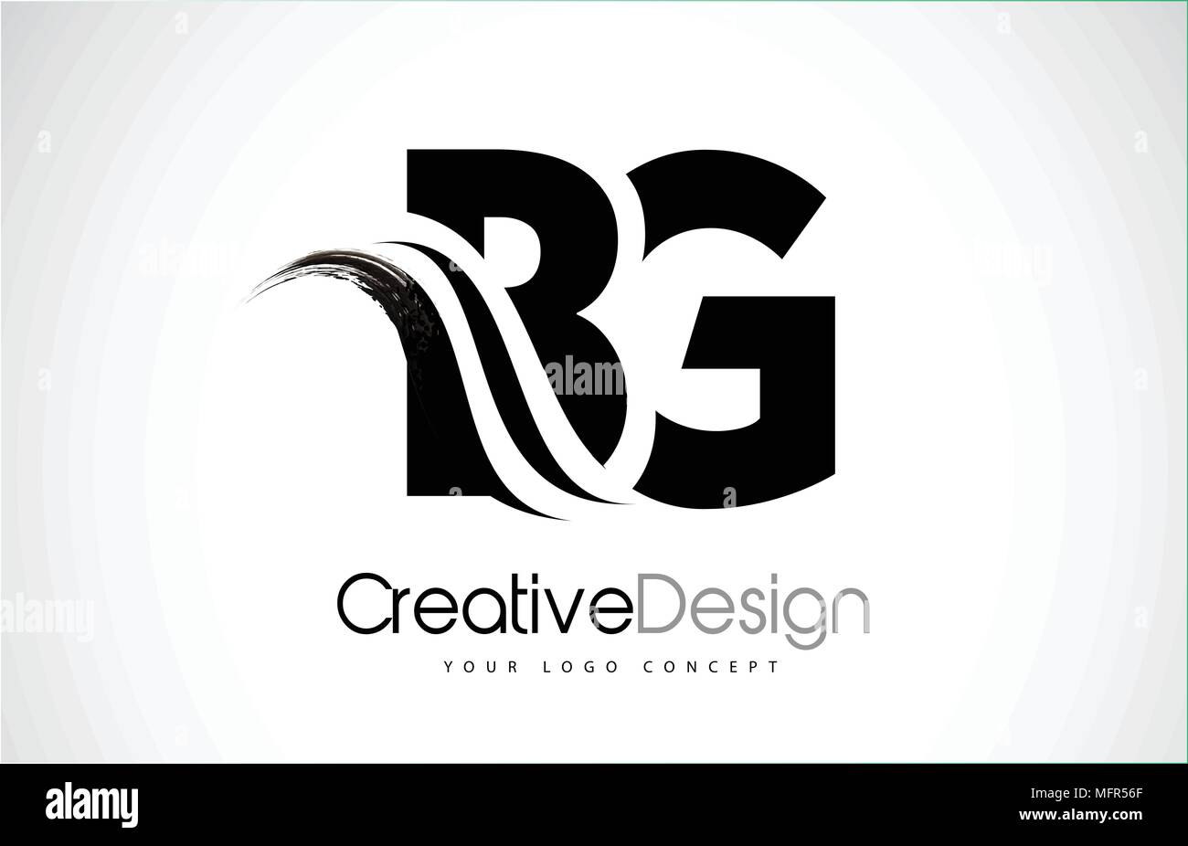 BG B G kreative Moderne Schwarze Buchstaben Logo Design mit Pinsel Swoosh Stock Vektor
