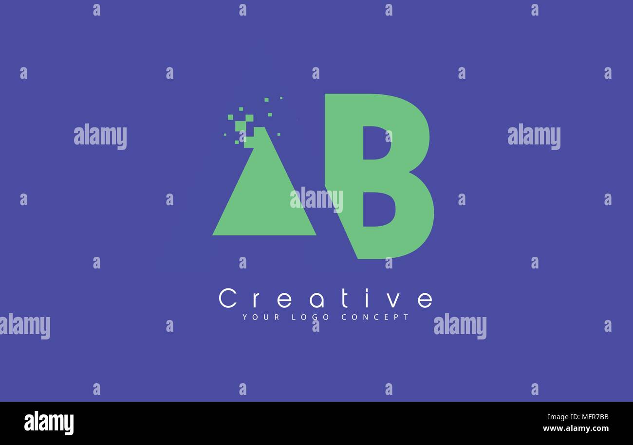 AB Schreiben Logo Design mit negativen Raum Konzept in der blauen und grünen Farben Vektor Stock Vektor