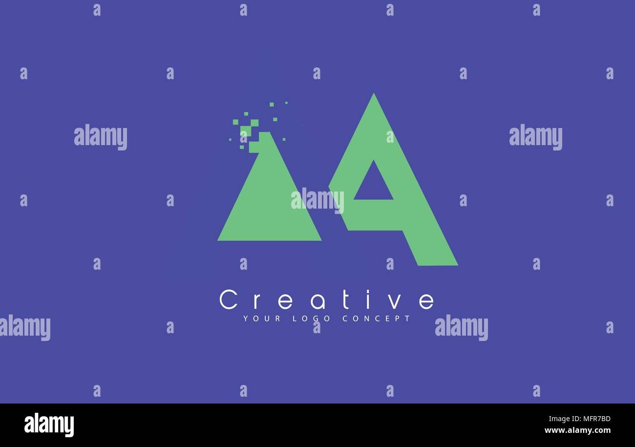 AA Schreiben Logo Design mit negativen Raum Konzept in der blauen und grünen Farben Vektor Stock Vektor