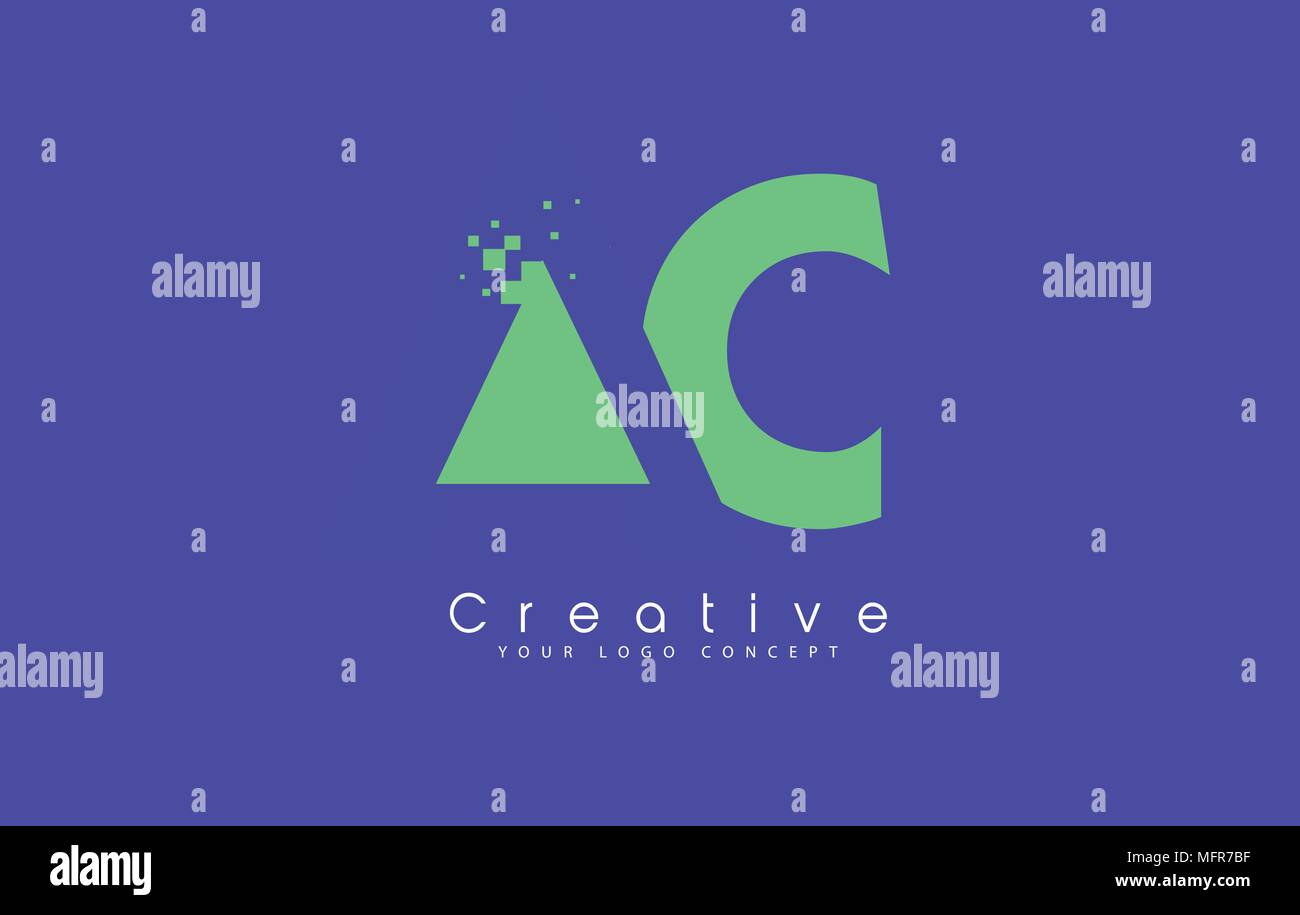 AC Schreiben Logo Design mit negativen Raum Konzept in der blauen und grünen Farben Vektor Stock Vektor