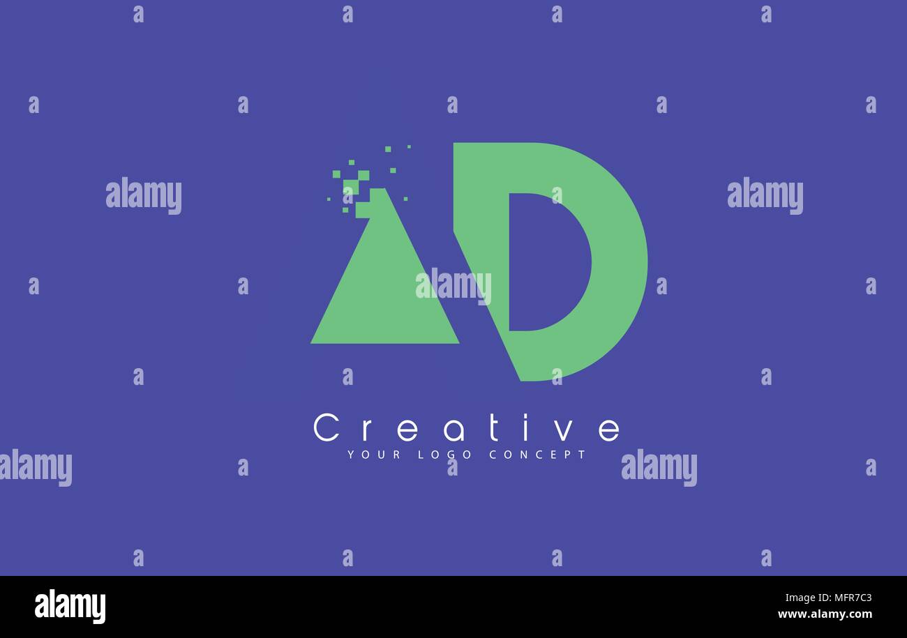 AD Schreiben Logo Design mit negativen Raum Konzept in der blauen und grünen Farben Vektor Stock Vektor