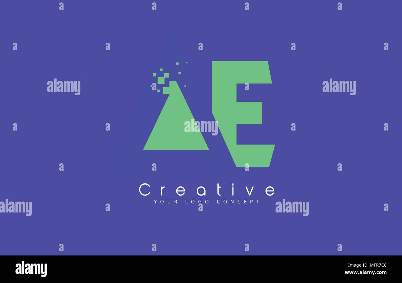 AE Schreiben Logo Design mit negativen Raum Konzept in der blauen und grünen Farben Vektor Stock Vektor