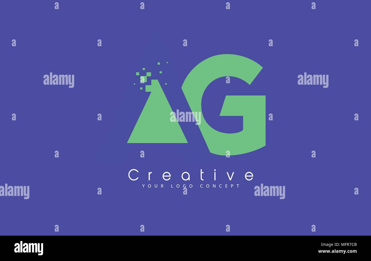 AG Schreiben Logo Design mit negativen Raum Konzept in der blauen und grünen Farben Vektor Stock Vektor