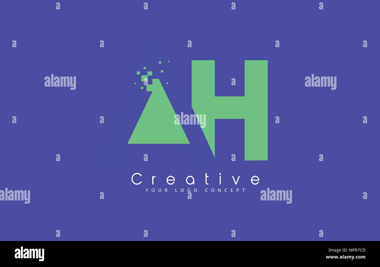 AH Schreiben Logo Design mit negativen Raum Konzept in der blauen und grünen Farben Vektor Stock Vektor