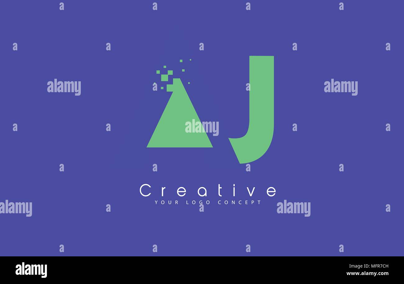AJ Schreiben Logo Design mit negativen Raum Konzept in der blauen und grünen Farben Vektor Stock Vektor