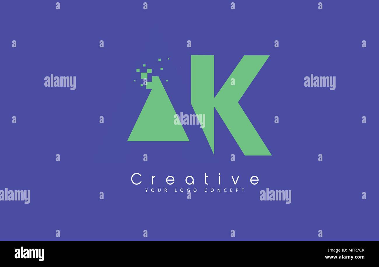 AK Schreiben Logo Design mit negativen Raum Konzept in der blauen und grünen Farben Vektor Stock Vektor