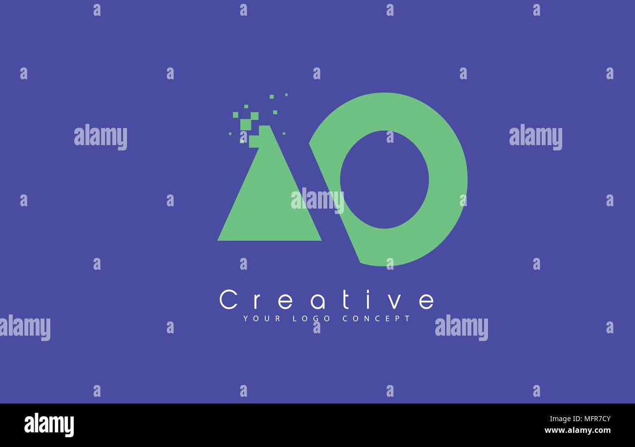 AO Schreiben Logo Design mit negativen Raum Konzept in der blauen und grünen Farben Vektor Stock Vektor
