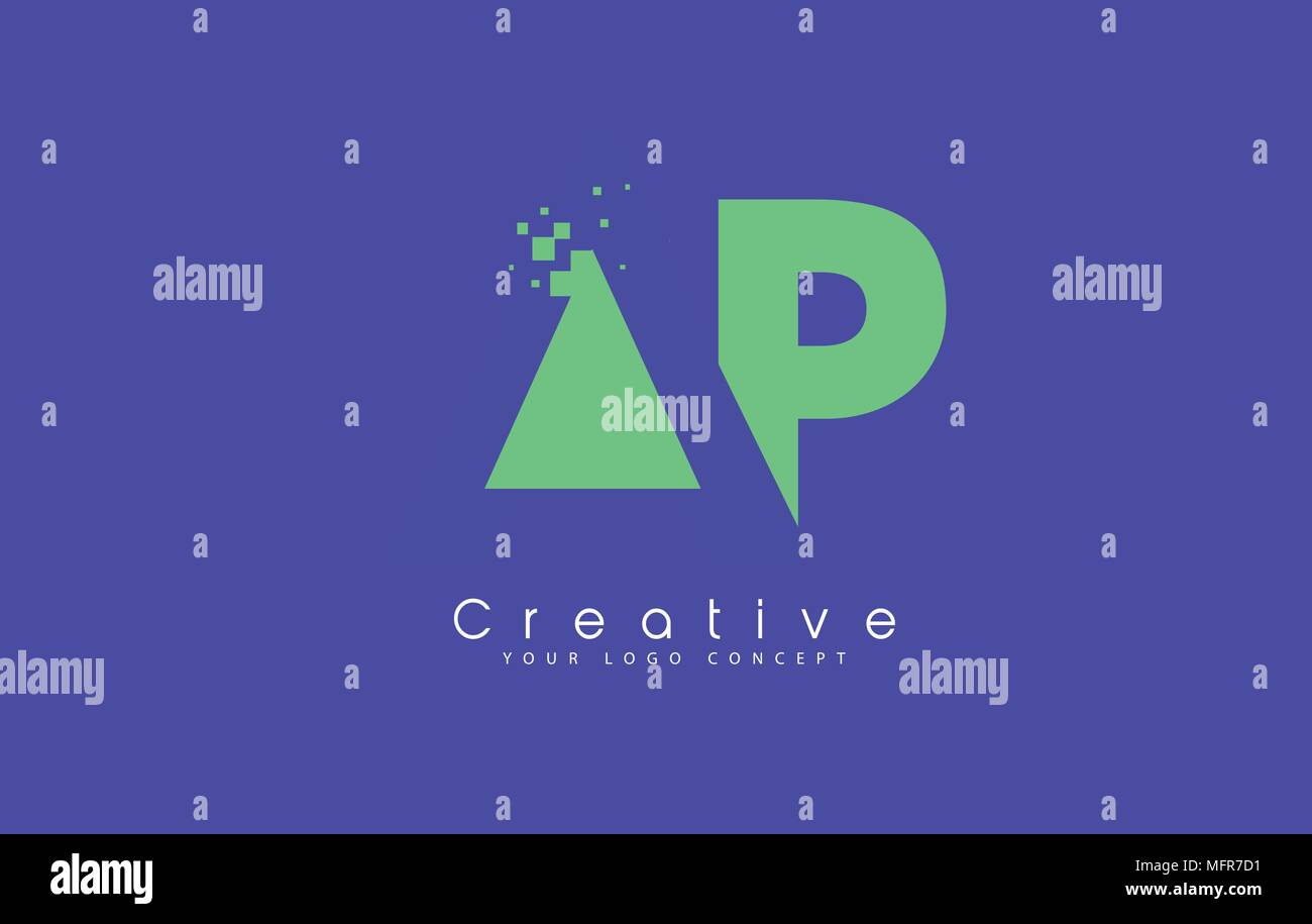 AP Schreiben Logo Design mit negativen Raum Konzept in der blauen und grünen Farben Vektor Stock Vektor