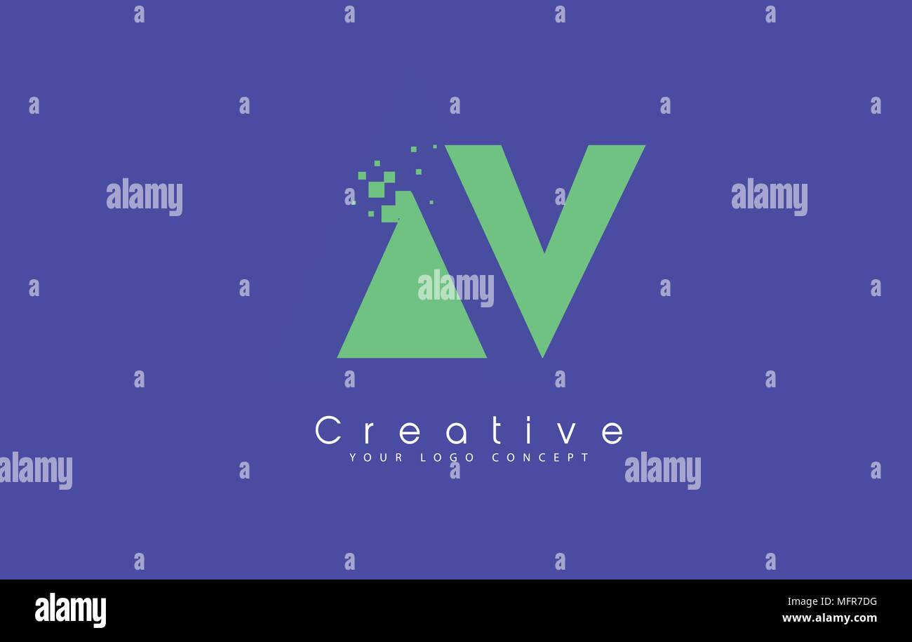 AV Schreiben Logo Design mit negativen Raum Konzept in der blauen und grünen Farben Vektor Stock Vektor