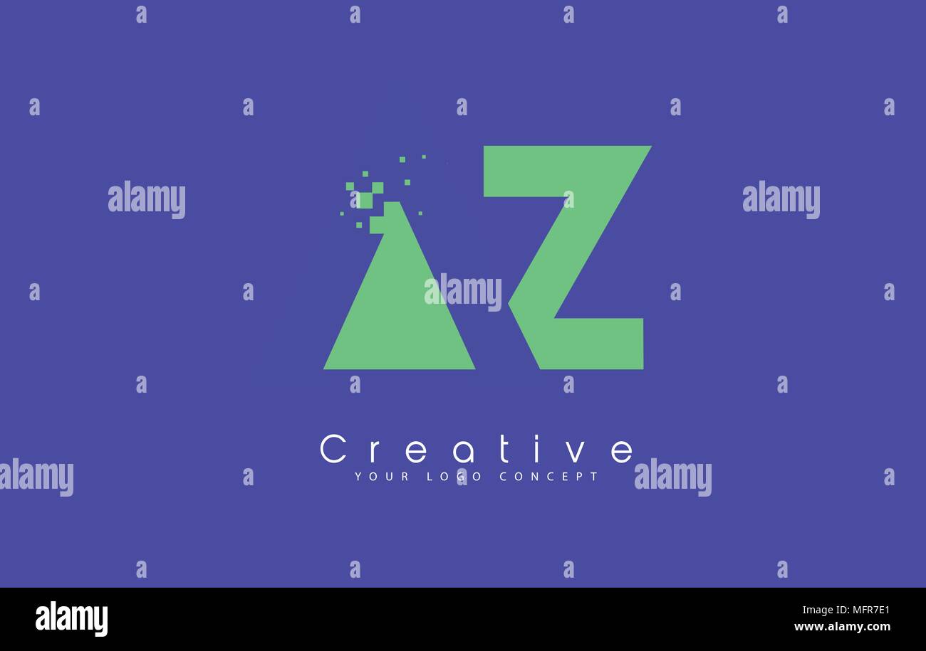 AZ Schreiben Logo Design mit negativen Raum Konzept in der blauen und grünen Farben Vektor Stock Vektor