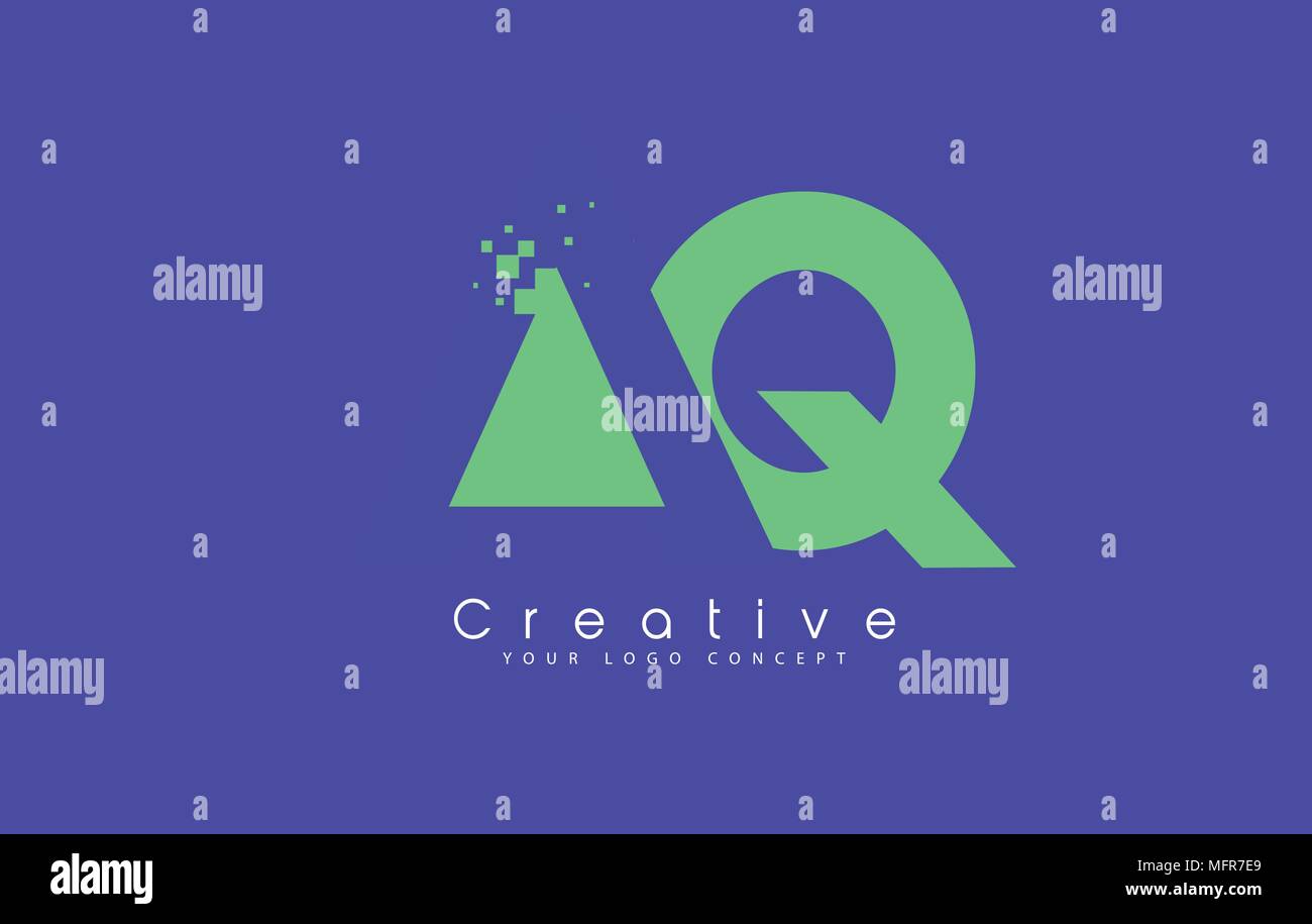 AQ Schreiben Logo Design mit negativen Raum Konzept in der blauen und grünen Farben Vektor Stock Vektor