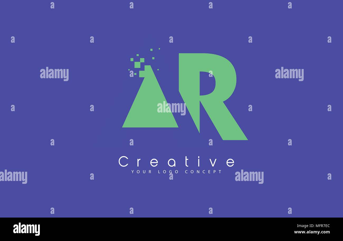 AR Schreiben Logo Design mit negativen Raum Konzept in der blauen und grünen Farben Vektor Stock Vektor