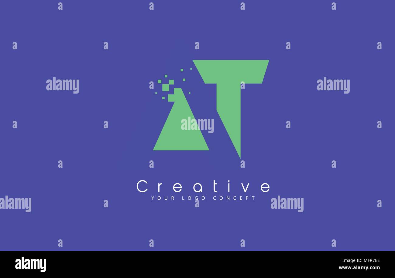 Bei Buchstaben Logo Design mit negativen Raum Konzept in der blauen und grünen Farben Vektor Stock Vektor