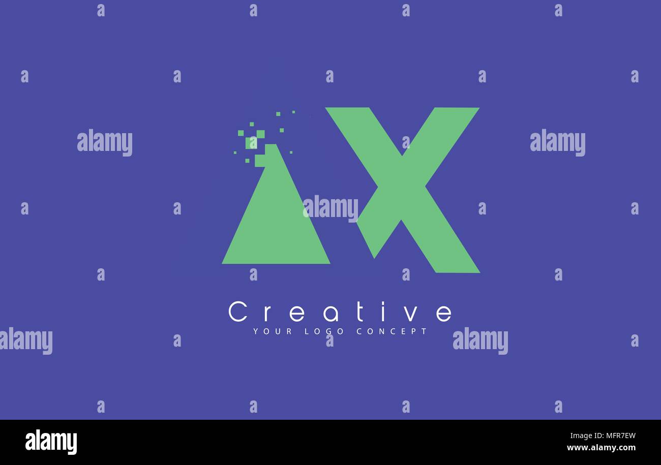 AX Schreiben Logo Design mit negativen Raum Konzept in der blauen und grünen Farben Vektor Stock Vektor