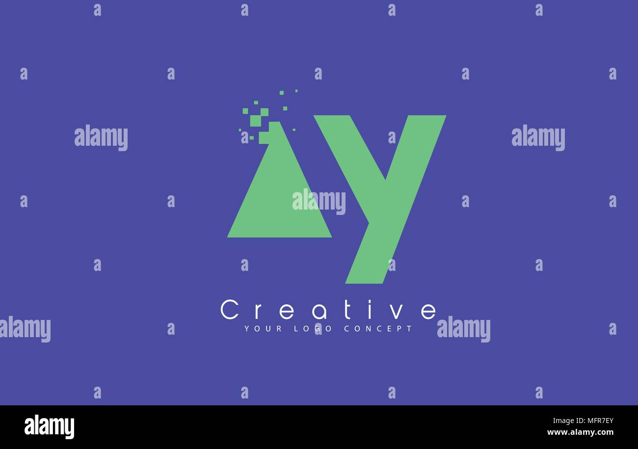 AY Schreiben Logo Design mit negativen Raum Konzept in der blauen und grünen Farben Vektor Stock Vektor
