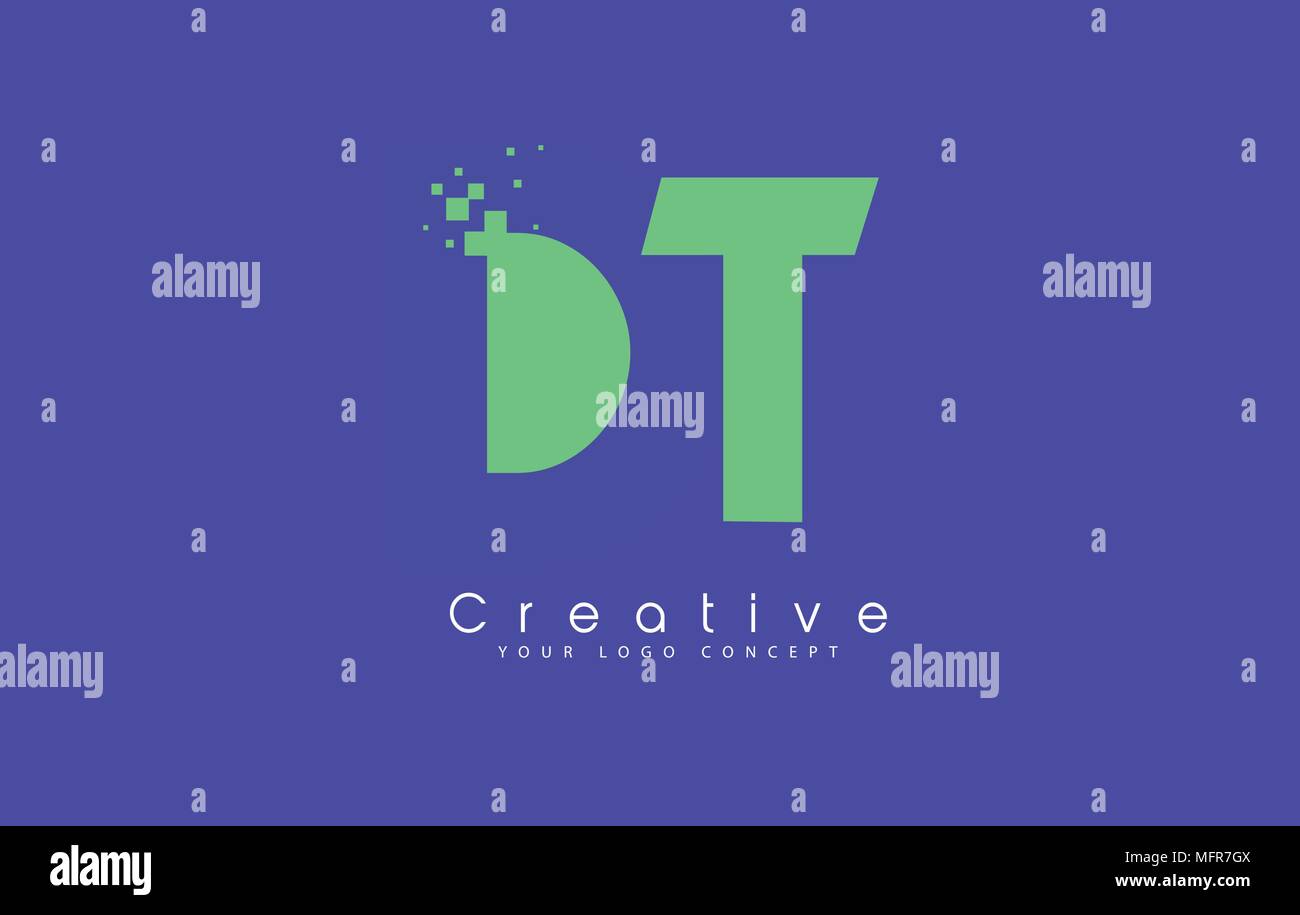 DT schreiben Logo Design mit negativen Raum Konzept in der blauen und grünen Farben Vektor Stock Vektor
