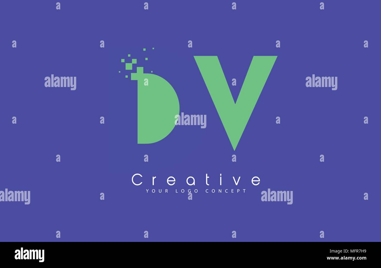 DV Schreiben Logo Design mit negativen Raum Konzept in der blauen und grünen Farben Vektor Stock Vektor