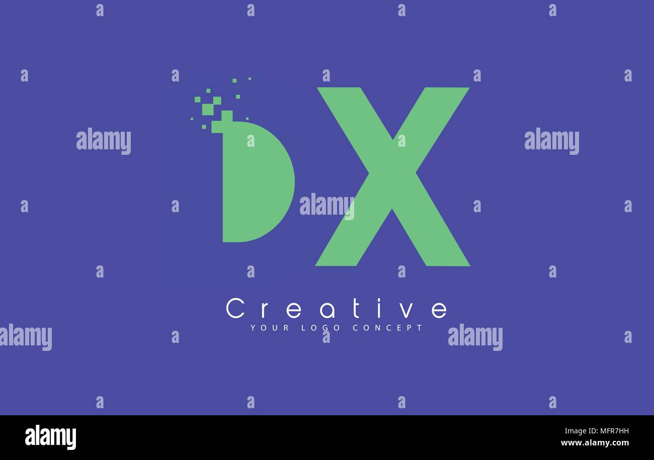 DX Schreiben Logo Design mit negativen Raum Konzept in der blauen und grünen Farben Vektor Stock Vektor