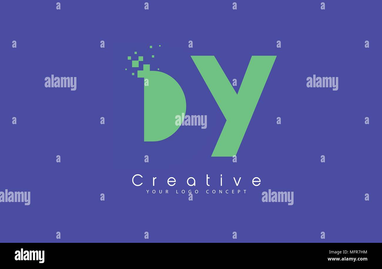 DY Schreiben Logo Design mit negativen Raum Konzept in der blauen und grünen Farben Vektor Stock Vektor