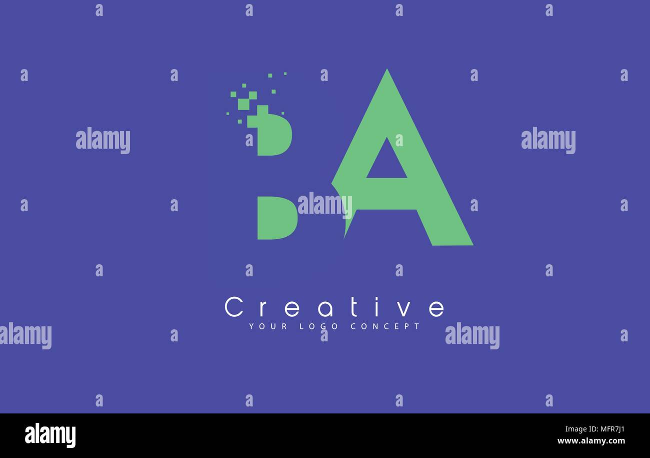 BA Schreiben Logo Design mit negativen Raum Konzept in der blauen und grünen Farben Vektor Stock Vektor