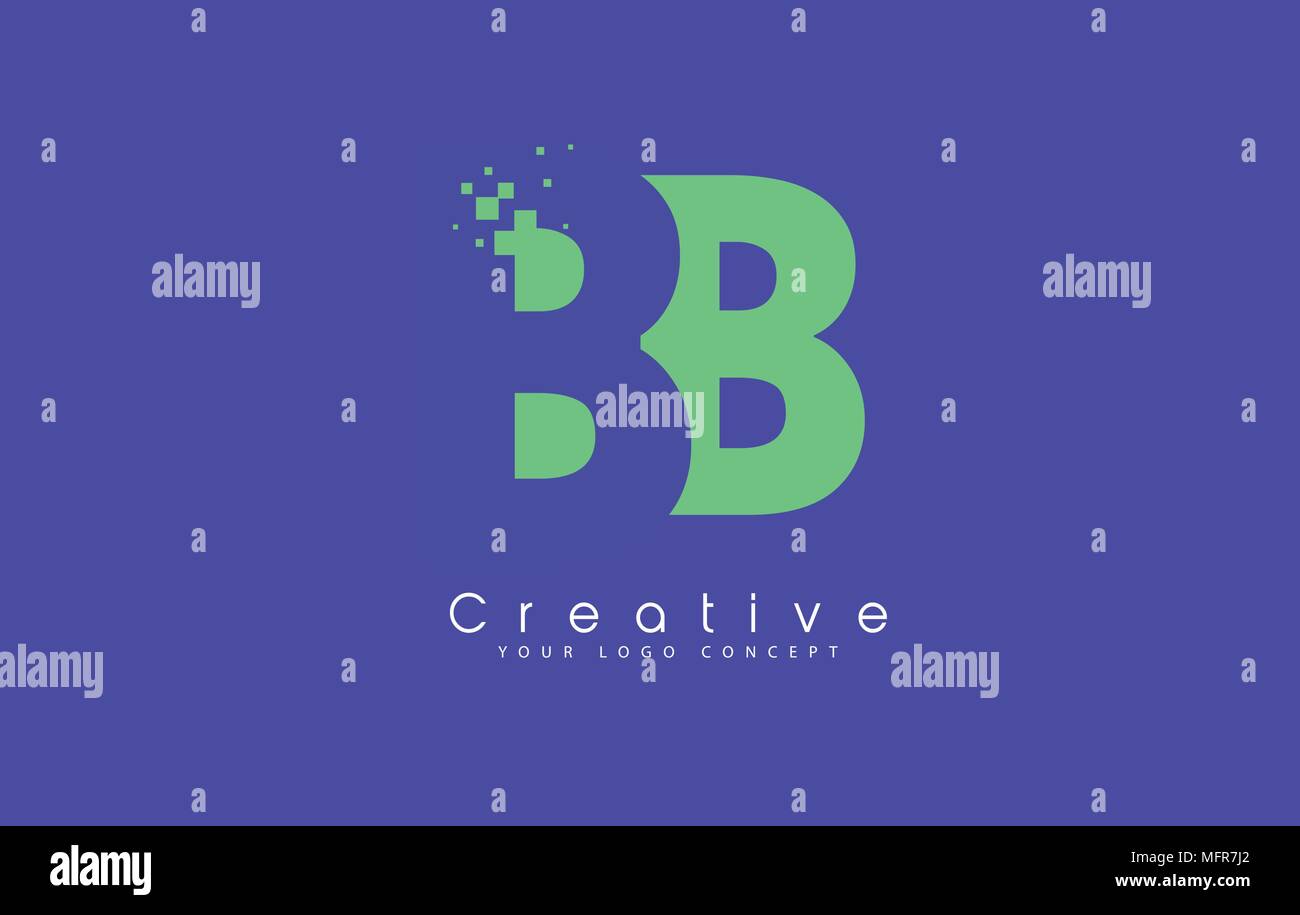 BB Schreiben Logo Design mit negativen Raum Konzept in der blauen und grünen Farben Vektor Stock Vektor