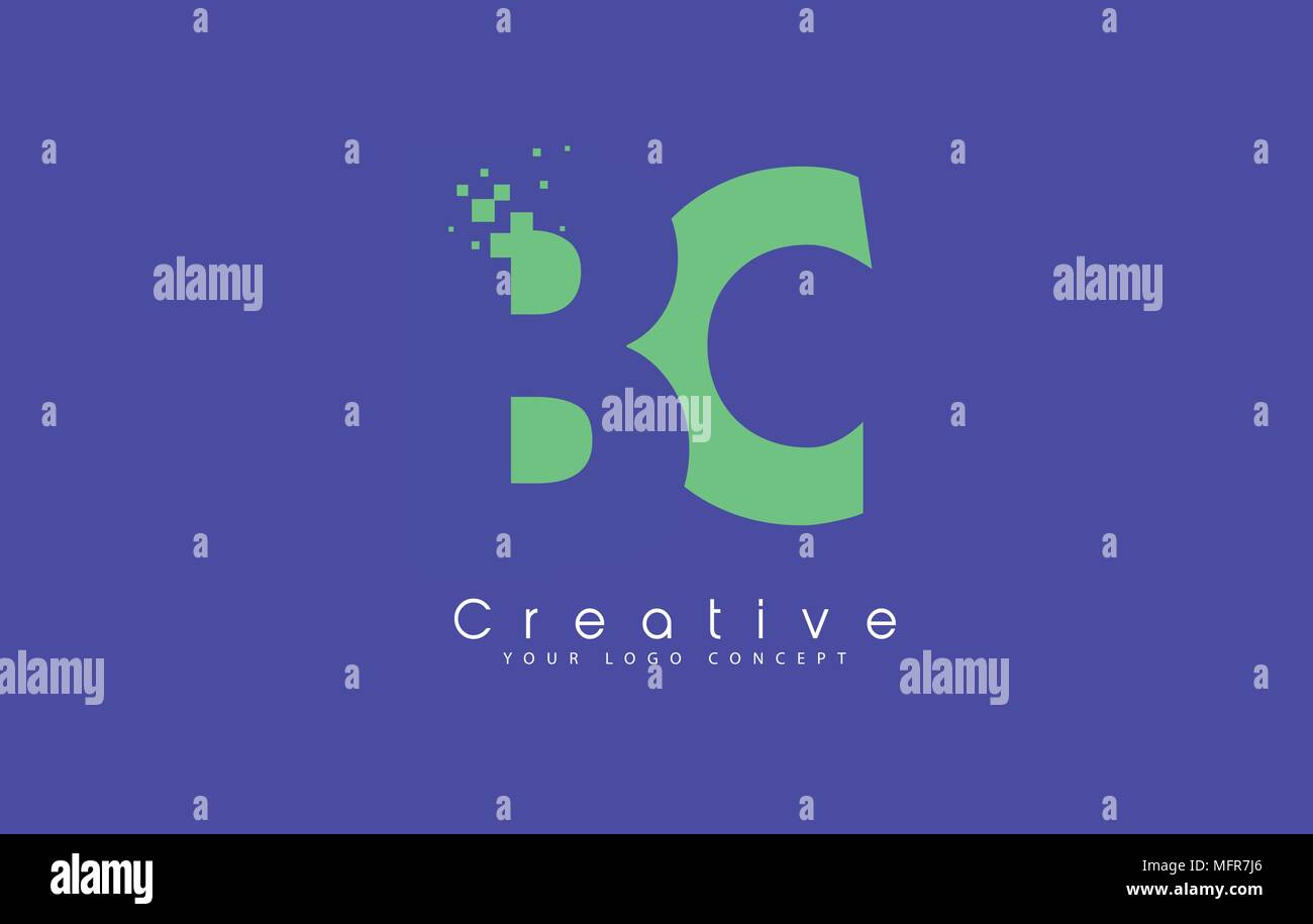 BC Schreiben Logo Design mit negativen Raum Konzept in der blauen und grünen Farben Vektor Stock Vektor