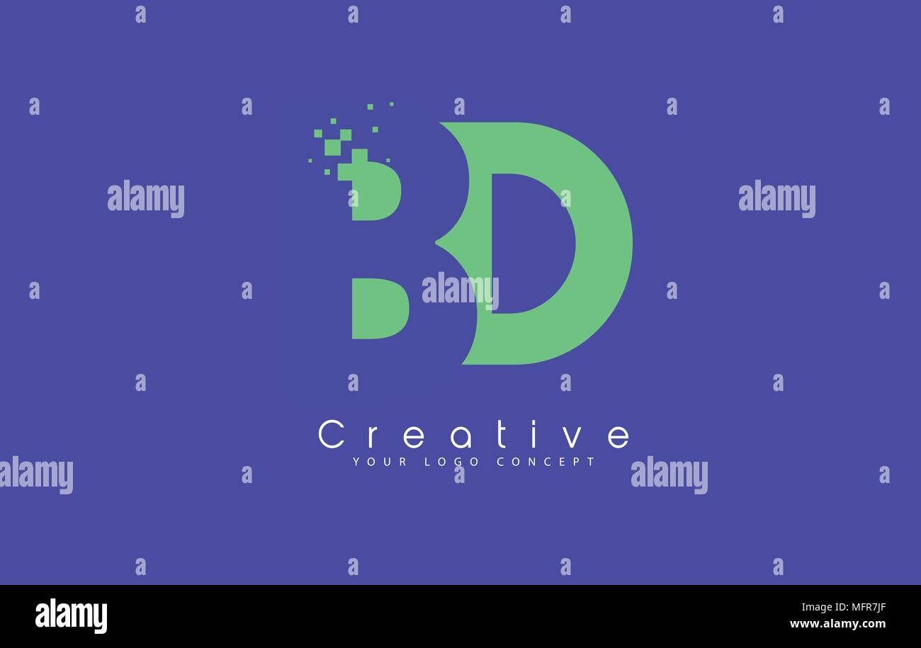 BD Schreiben Logo Design mit negativen Raum Konzept in der blauen und grünen Farben Vektor Stock Vektor