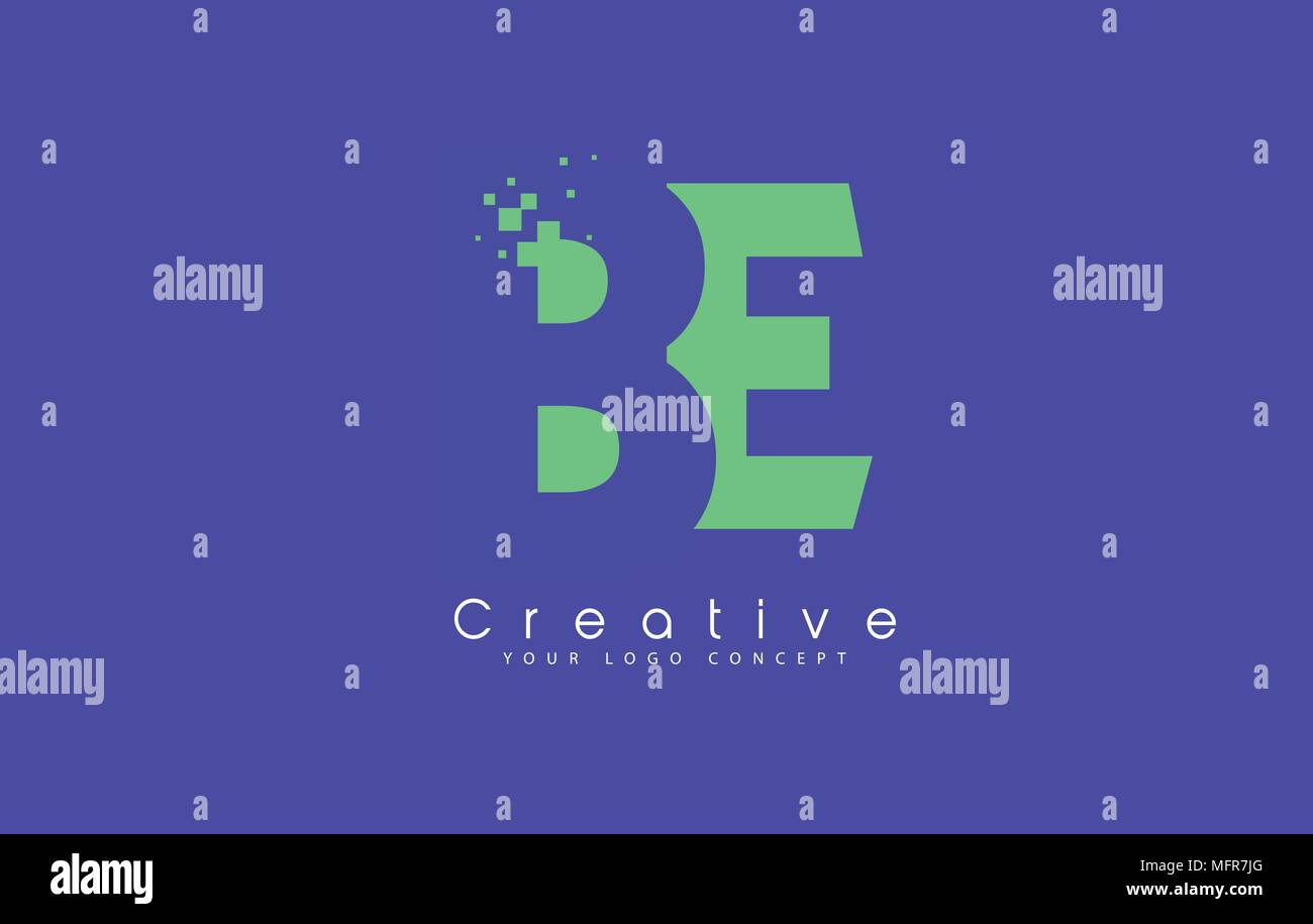 Schreiben Logo Design mit negativen Raum Konzept in der blauen und grünen Farben Vektor Stock Vektor