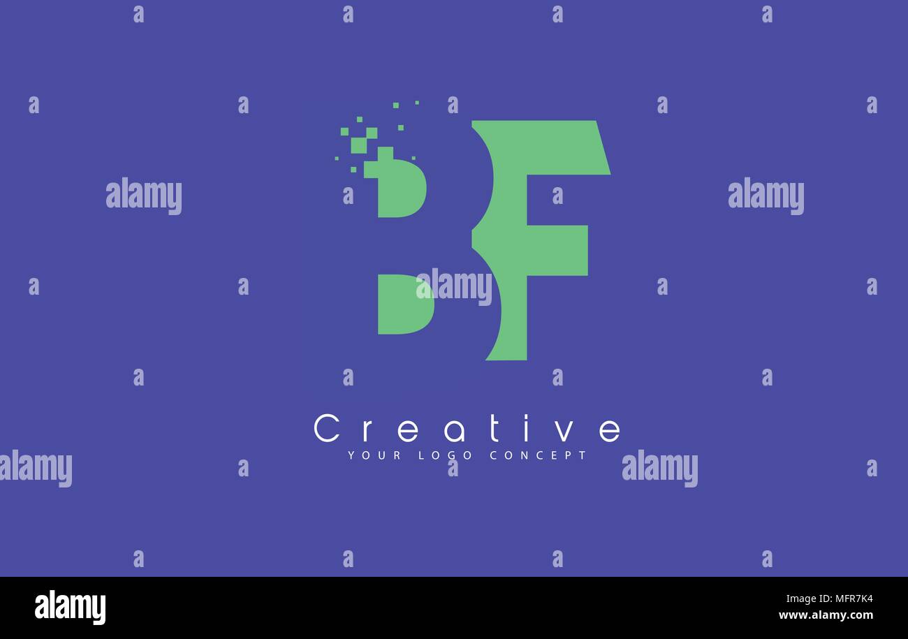 BF Schreiben Logo Design mit negativen Raum Konzept in der blauen und grünen Farben Vektor Stock Vektor
