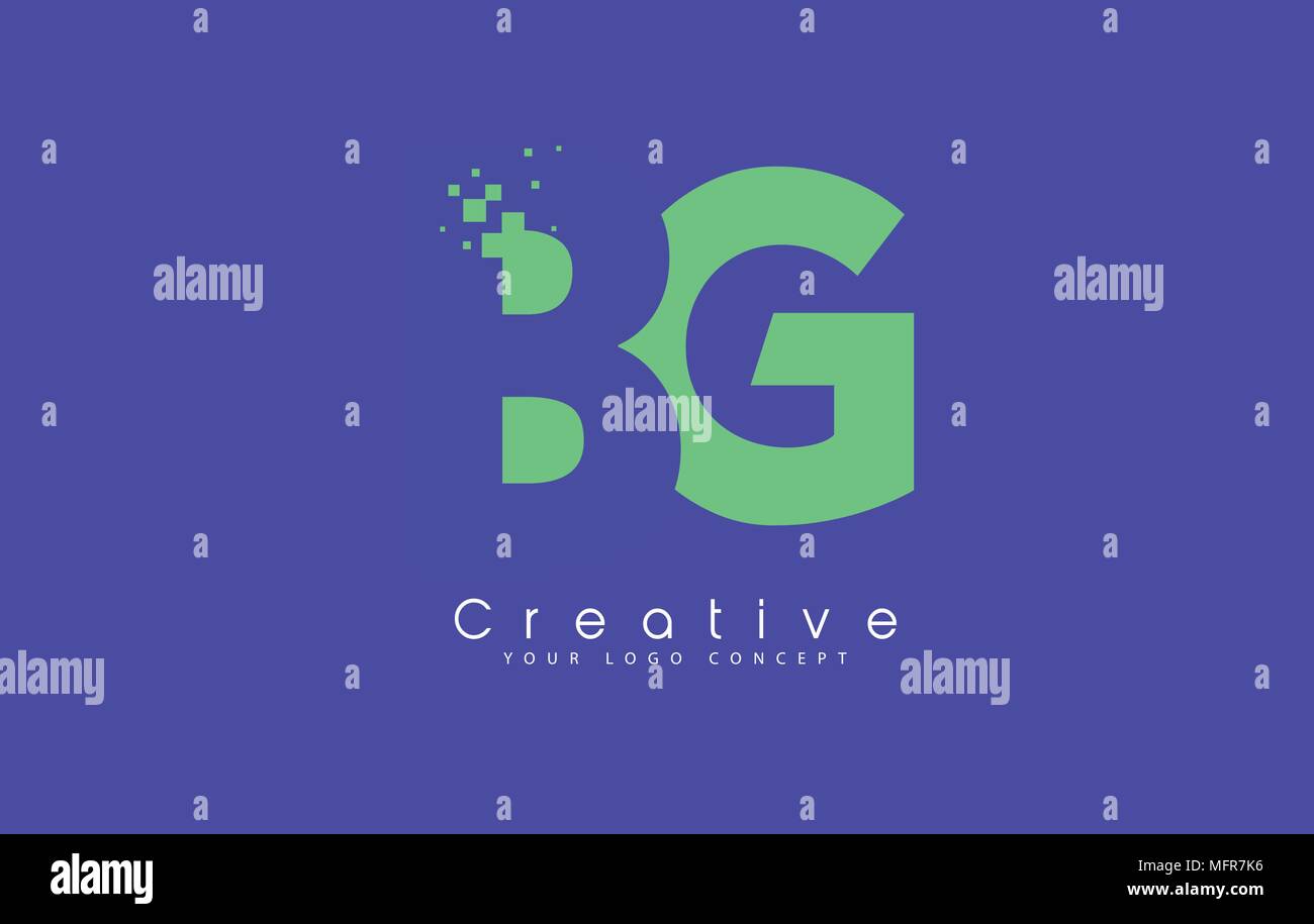 BG Schreiben Logo Design mit negativen Raum Konzept in der blauen und grünen Farben Vektor Stock Vektor