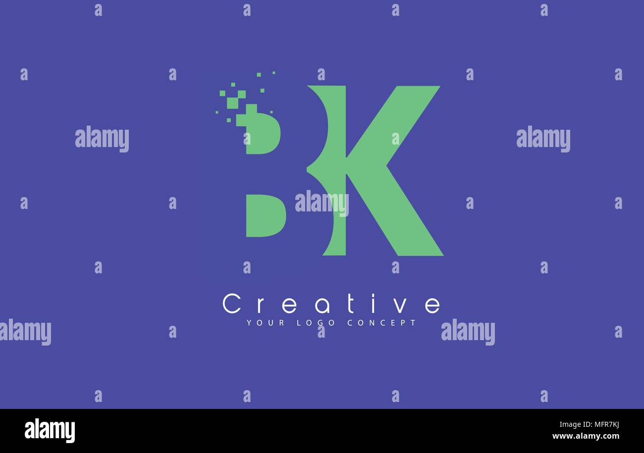 BK Schreiben Logo Design mit negativen Raum Konzept in der blauen und grünen Farben Vektor Stock Vektor