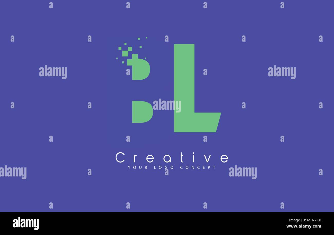 BL Schreiben Logo Design mit negativen Raum Konzept in der blauen und grünen Farben Vektor Stock Vektor