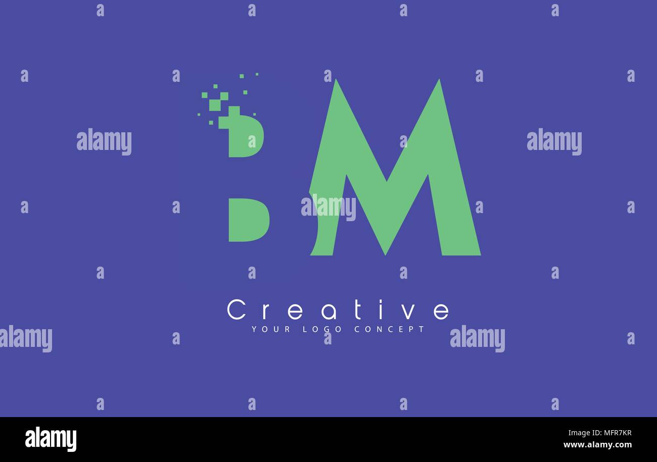 BM Schreiben Logo Design mit negativen Raum Konzept in der blauen und grünen Farben Vektor Stock Vektor