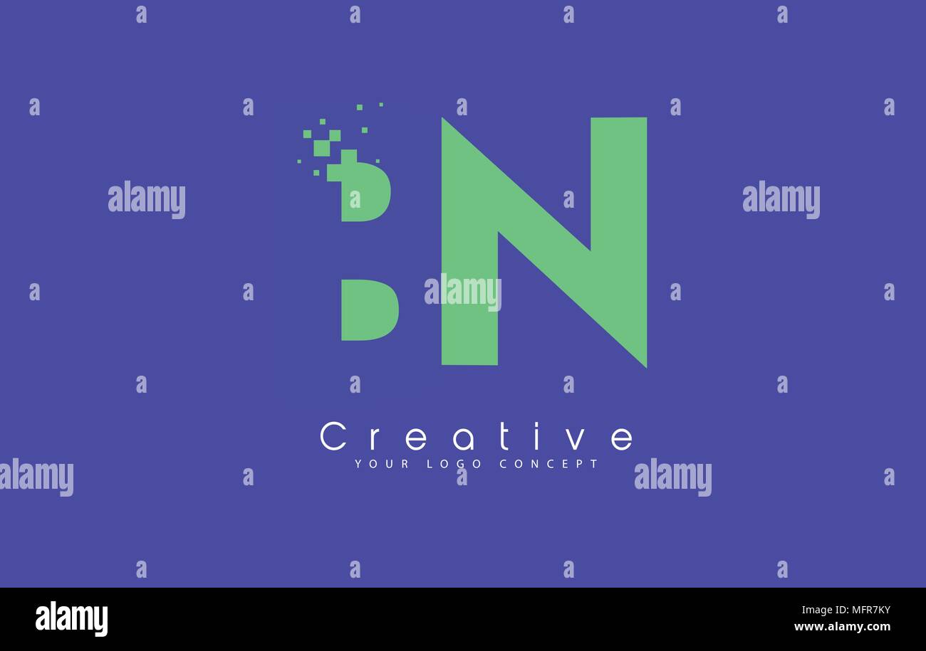 BN Schreiben Logo Design mit negativen Raum Konzept in der blauen und grünen Farben Vektor Stock Vektor