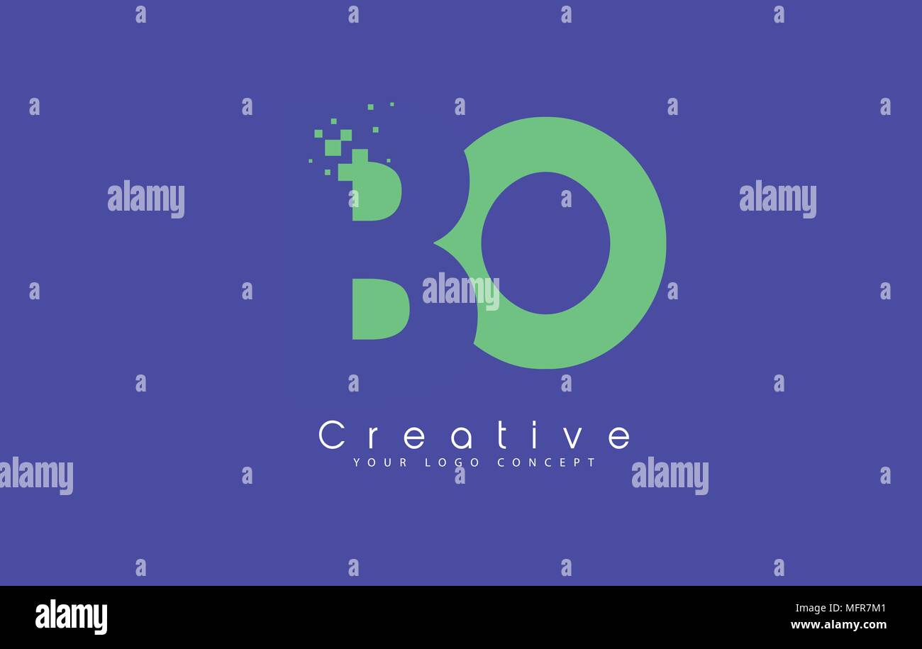 BO Schreiben Logo Design mit negativen Raum Konzept in der blauen und grünen Farben Vektor Stock Vektor
